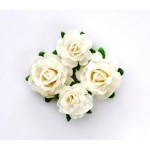 Цветы чайной розы, 2 шт - диам 4 см, 2 шт- диам 3 см, белые SCB 291807